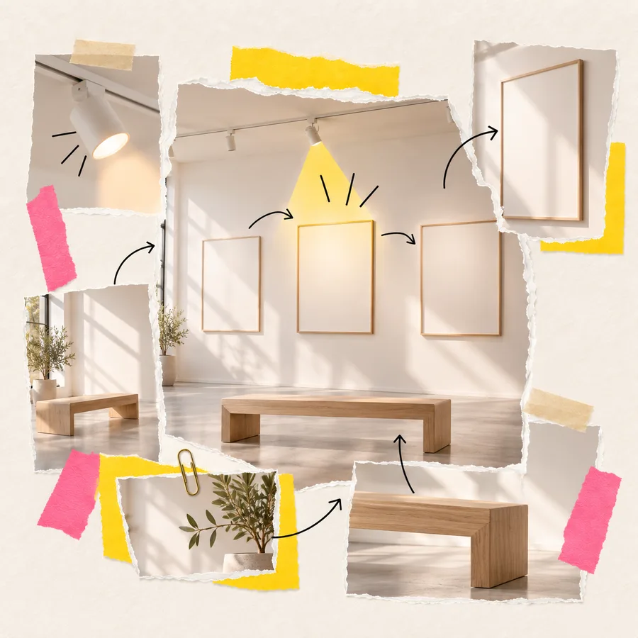 Collage zum Sichtbarkeits-Typ Die Galerie