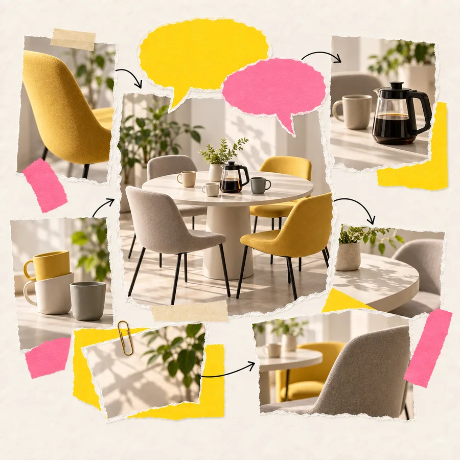Collage zum Sichtbarkeits-Typ Der Salon